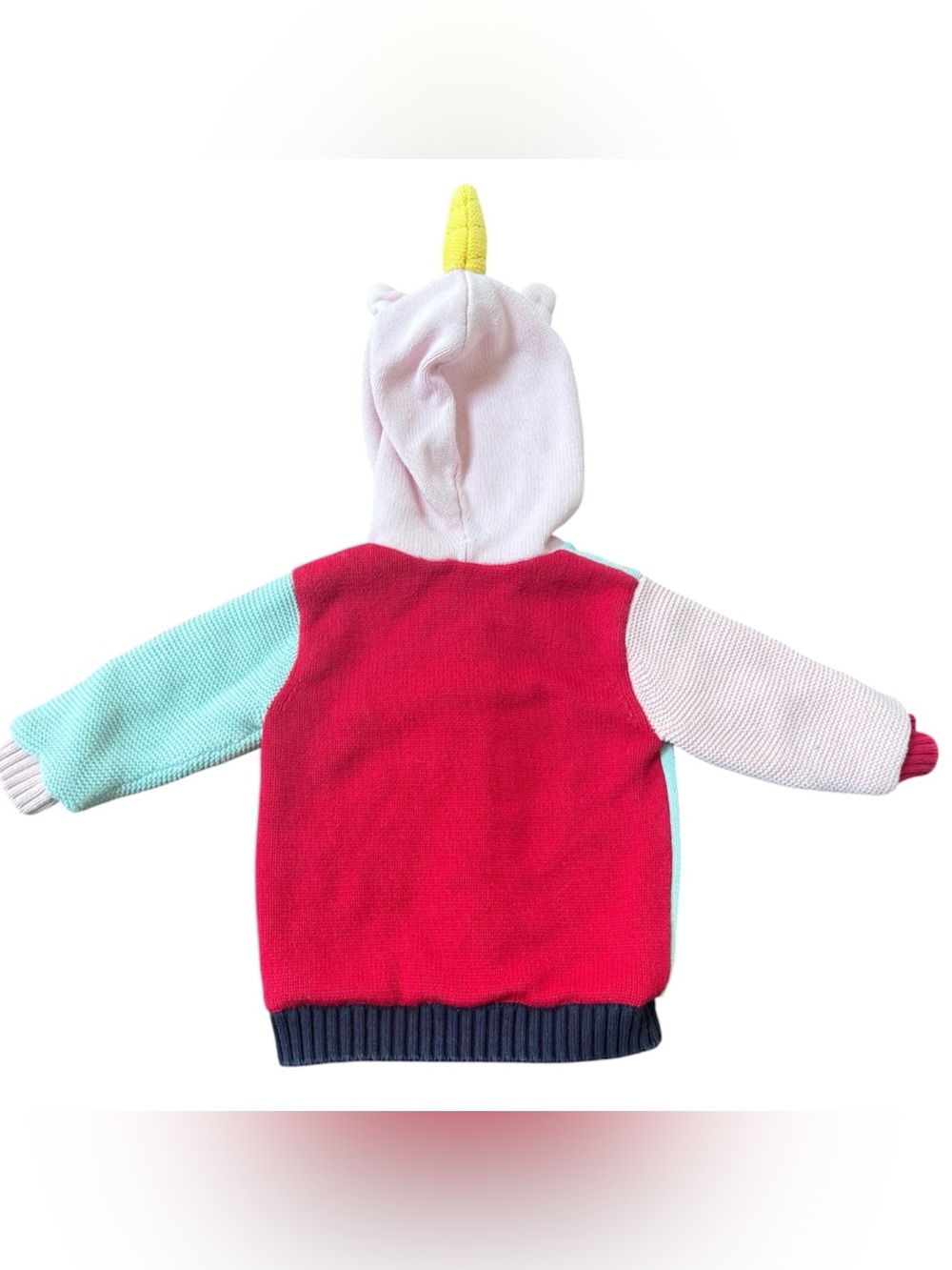 Hanna Andersson unicorn knit colorblock lined cotton button jacket sweatshirt 80 - Picture 2 of 5